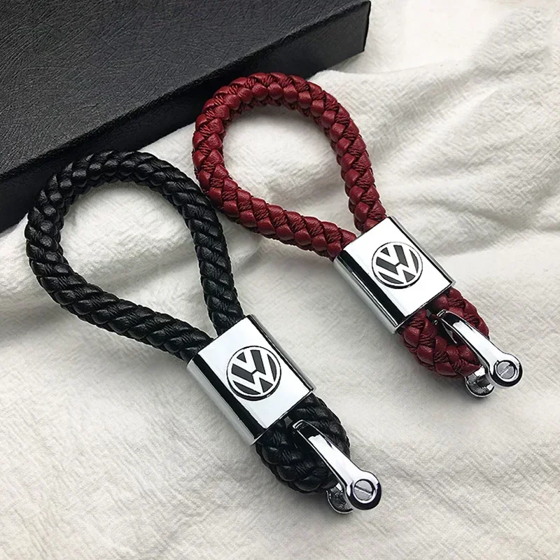 Portachiavi con Logo per auto in corda intrecciata per Volkswagen Passat Bora Jetta Beetle Scirocco POLO Sharan Sagitar T-CROSS accessori per