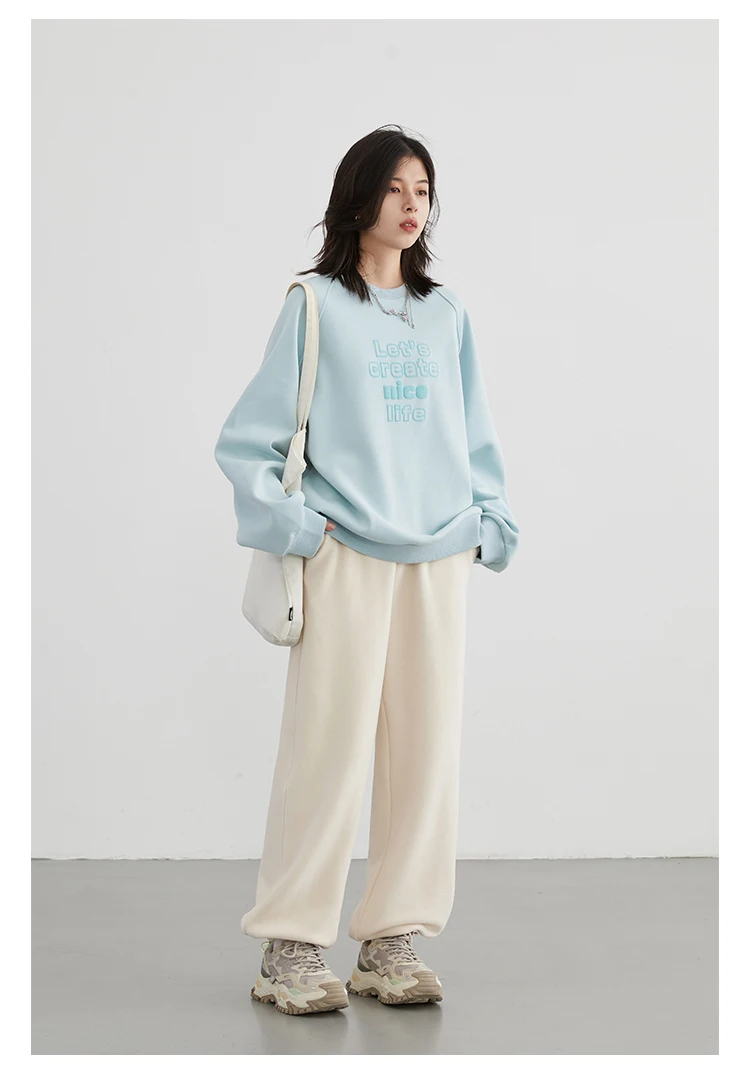 CHIC VEN Women's Pant Loose Casual New High Waist Fleece Pant Thick Plush Warm Female Sports Trousers Autumn Winter 2023