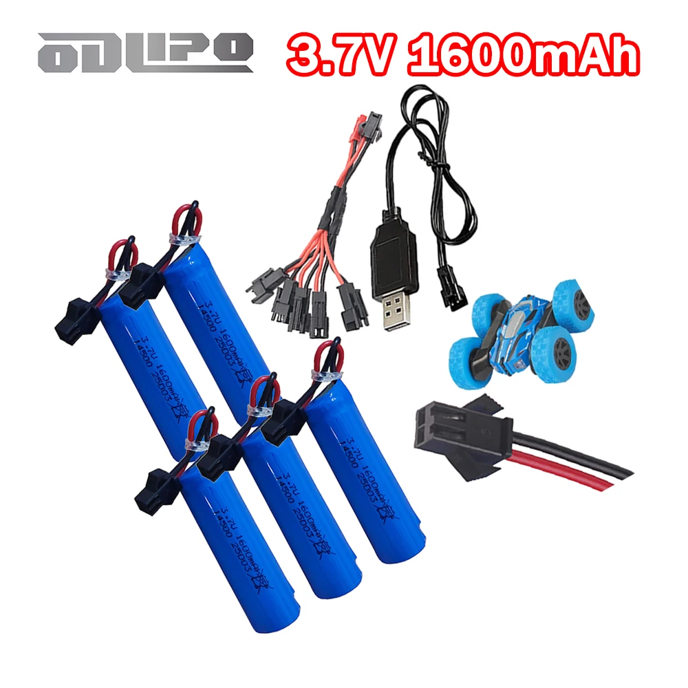 14500 Li-Ion 1600mAh 3,7V Akku für JJRC Q165 RS 911 Auto SG204PRO SU7/8607 Hochgeschwindigkeits-Drift 1:16/1:20/1:24 RC Fahrzeugbatterie