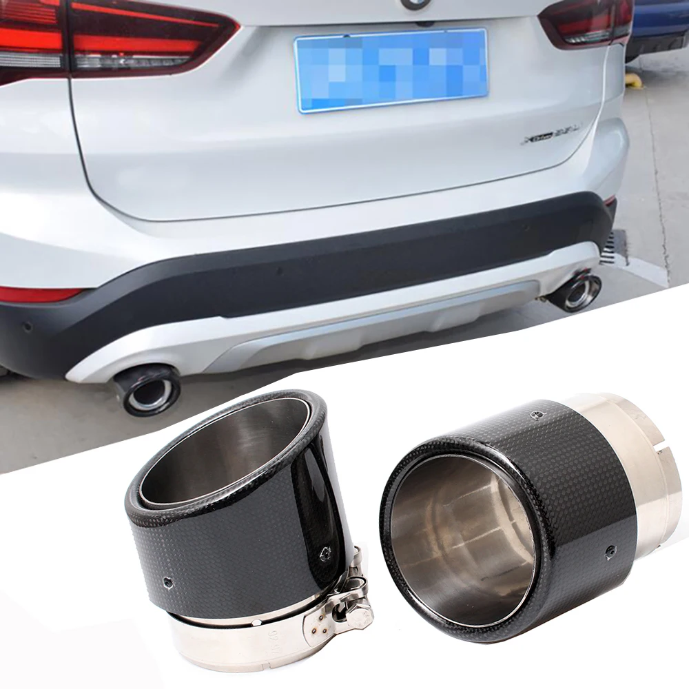 

For BMW G01 G02 X3 X4 X1 F48 X2 F39 Carbon Fiber Car Vehicle Rear Round exhaust Pipe Tail Muffler Tip Throat Exhaust System 2PCS