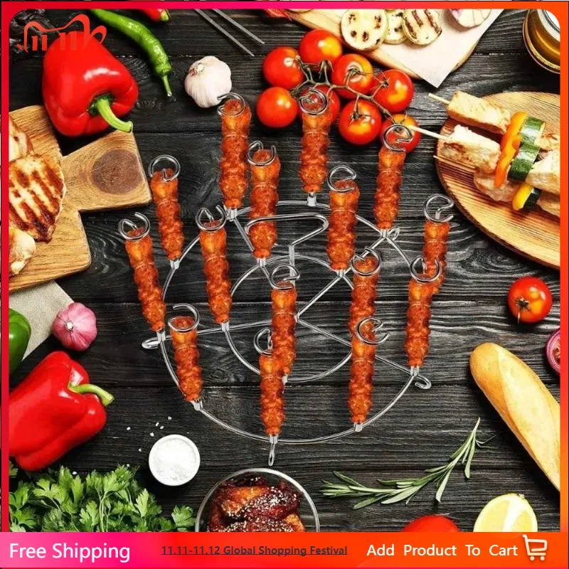 

10PCS 304 Stainless Steel Special Barbecue Needle, Barbecue Skewer, Hanging Skewer, Air Fryer Oven, Vertical Skewer Grill