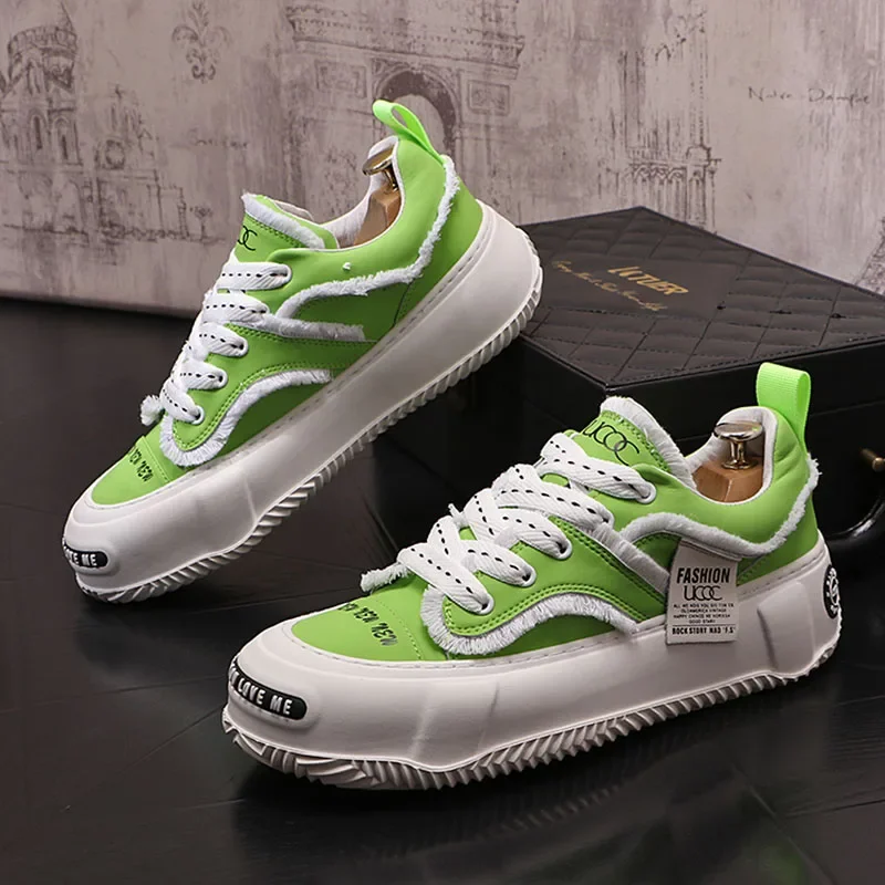 Men Shoes White Black Green Thick Bottom Casual Shoes Flats Male Luxury Designer Walking Mens Sneakers Man Loafers Shoes for Men