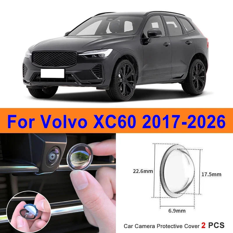 

360 Reverse Image Car Camera Cover Anti-Scratch PC Lens Protector Stickers For Volvo XC60 2017-2026 2Pcs