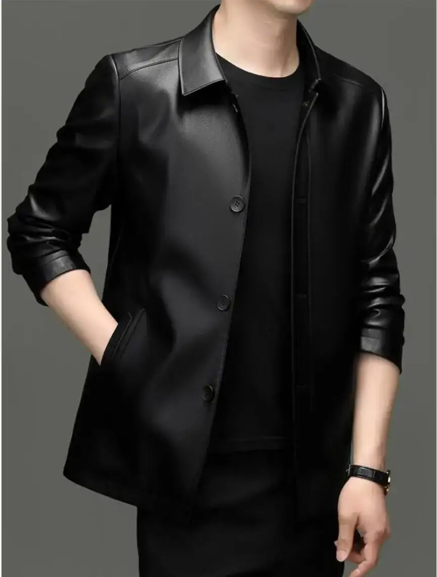 2025 Spring New Genuine Leather Coat Single Breasted Top High Quality Coat Men's Autumn Casual Business Jacket