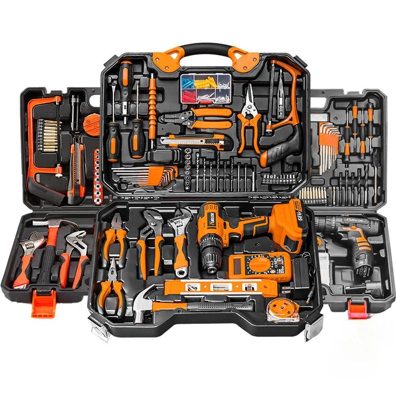Custom Functional Household Hardware Tool Set - Electrical And Carpentry Combination Of Maintenance Portable Toolbox