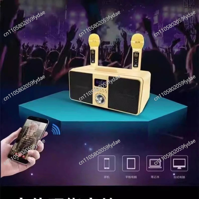 SD309 Dual Microphone Home Karaoke Speaker Dedicated 3D Surround Subwoofer Wireless Singing Bluetooth Speaker