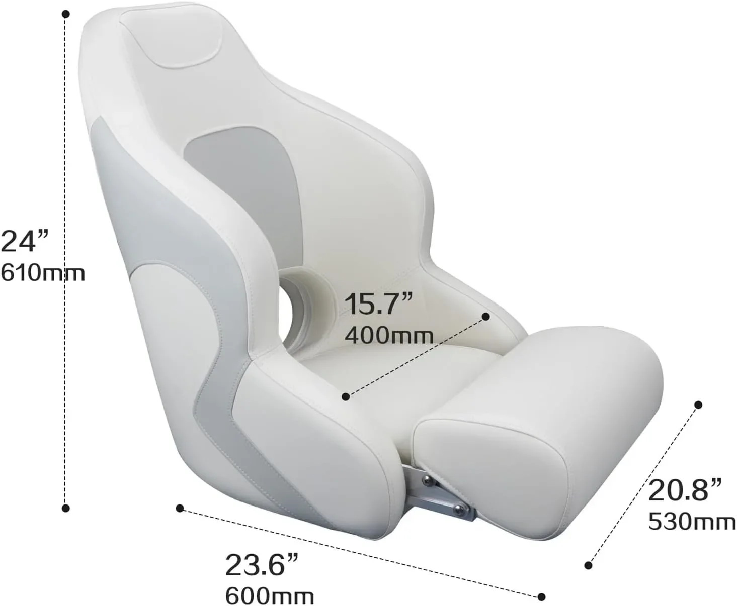 White/Khaki Marine Folding Deck Seat Boat Fishing Pro Casting Quality Piston Accessory Essential Marine Hardware