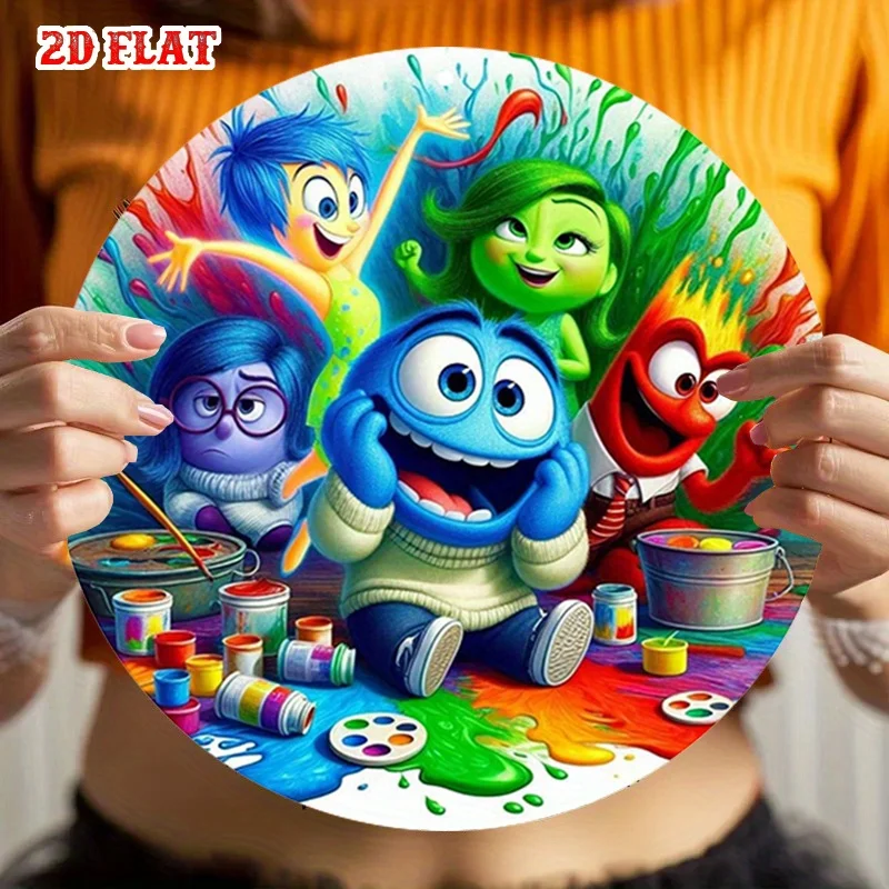 [مسطح [مسطح] لافتة ألومنيوم مستديرة 2D مخصصة قطعة واحدة من Pixar، لافتة من القصدير المعدني الداخلي والخارجي، لافتة ألومنيوم مستديرة للرسوم المتحركة 7.87X7.87 -