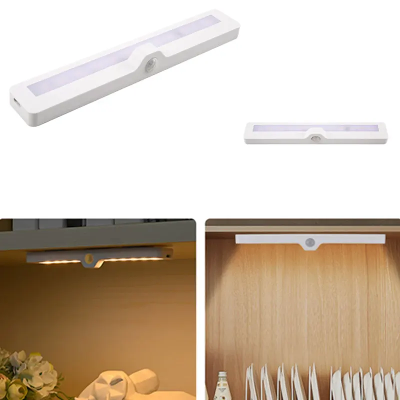 

1PC Dimmable PIR Motion Sensor LED Night Light TYPE-C Rechargeable Side Induction Lamp For Kitchen Bedroom Cabinet Closet Light