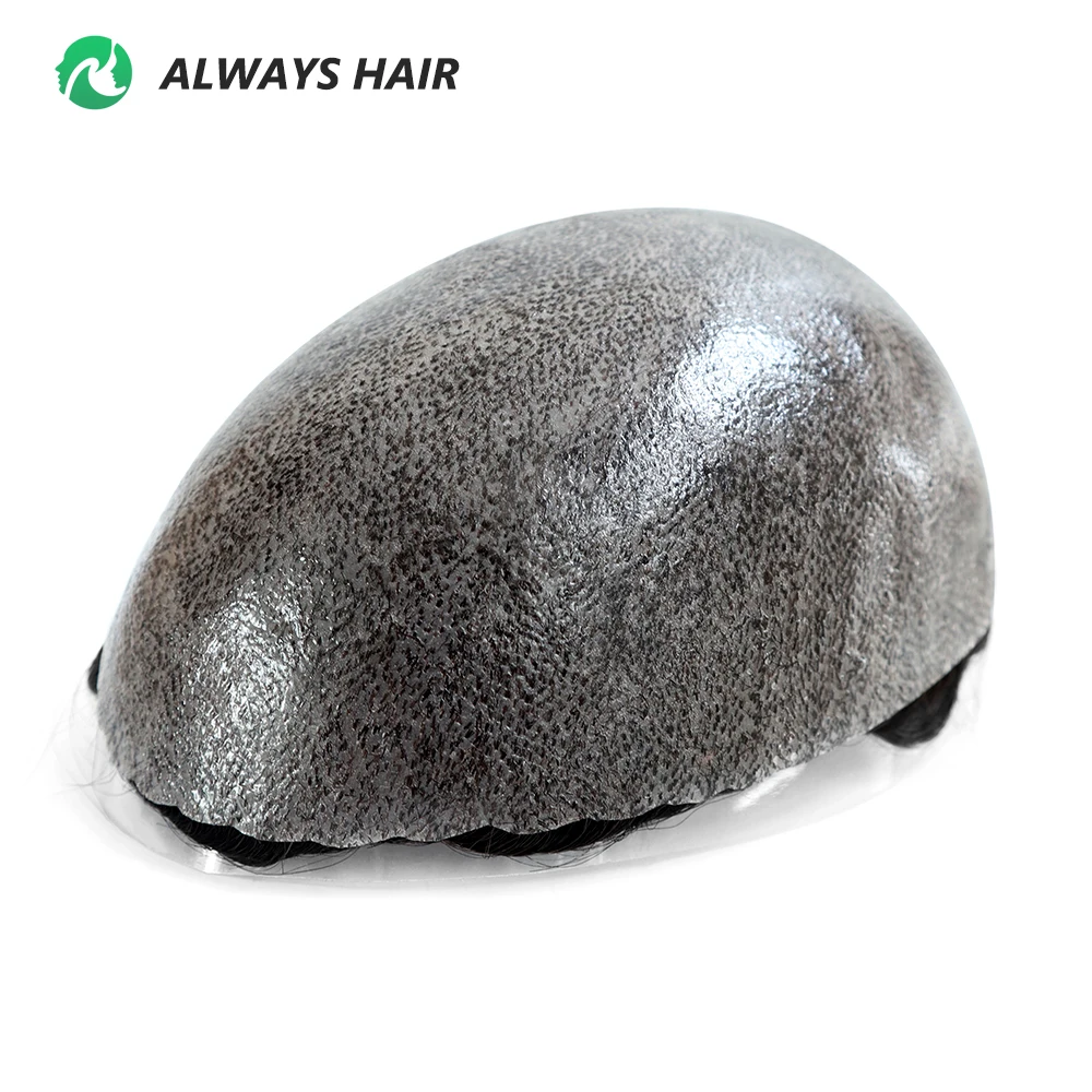 Men's Skin Base Toupee, Capillary Prosthesis, 130% Density, 0.12-0.14mm