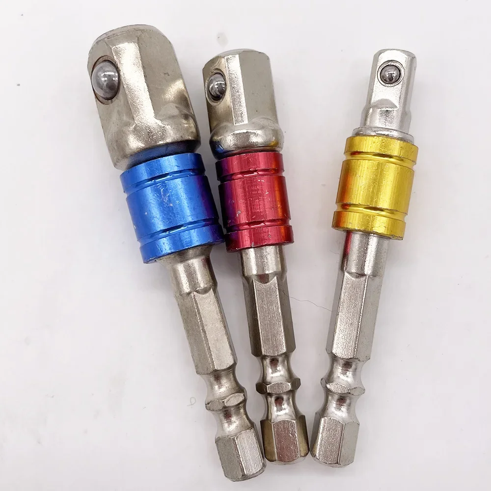 3PC color hexagonal screw air screwdriver conversion extension rod 1/2 square head 3/8 socket 1/4 electric screwdriver tool set