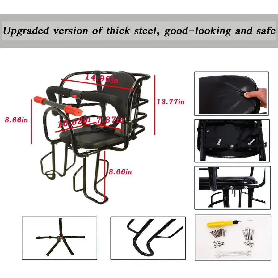 Asiento de bicicleta, asiento de bicicleta de bebé de montaje trasero, portabebés de asiento de bicicleta trasero para niños para accesorio de bicicleta para adultos, bicicleta de montaña, bicicletas eléctricas, Bi