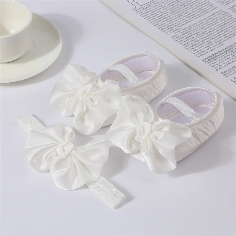 Baby Girls Soft Sole Mary Jane Flats Bowknot Floral Princess Wedding Dress Shoes Infant Crib First Walkers