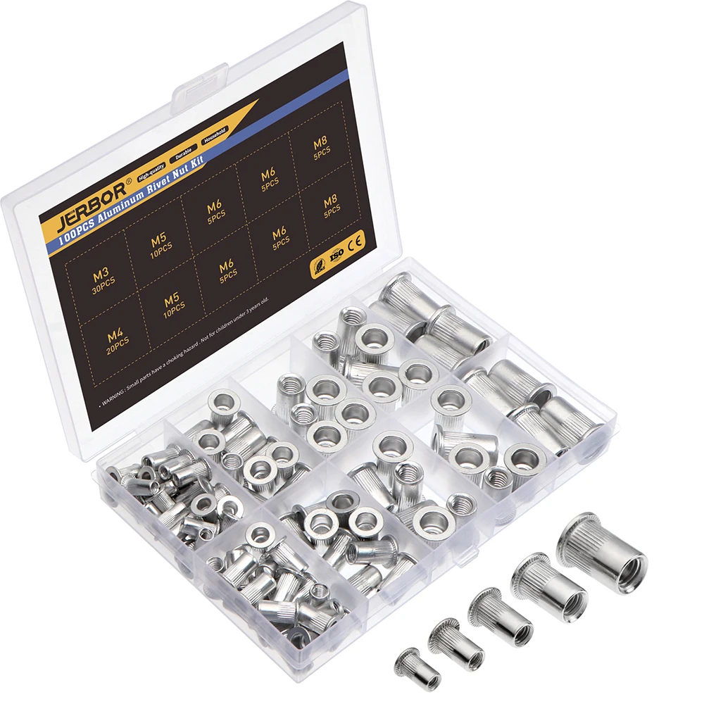 100/90/20pcs Aluminum M3 M4 M5 M6 M8 Rivet Nuts Insert Rivnut Nutsert резьбовые заклепки Flat Head Rivet Nuts Home Improvement