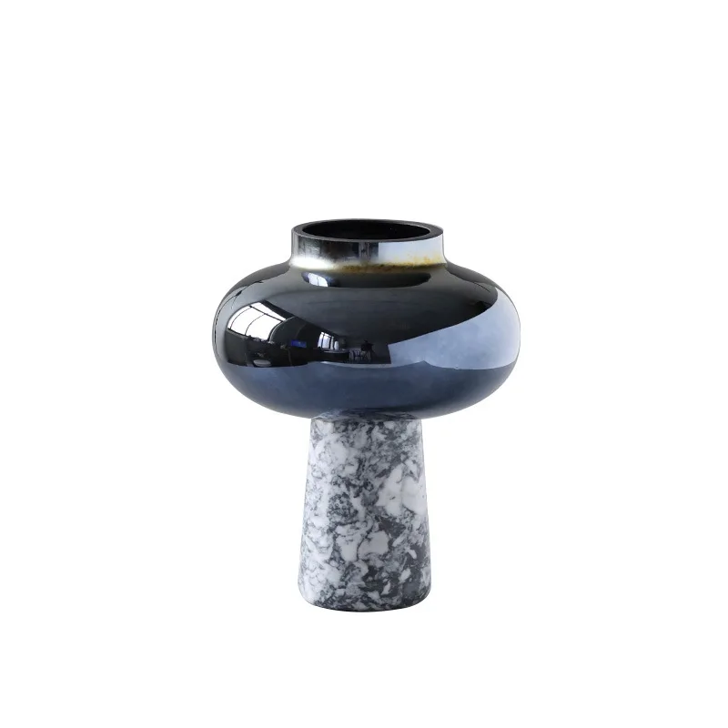 

Retro glass marble vase flower ware, soft decoration ornament in home model room