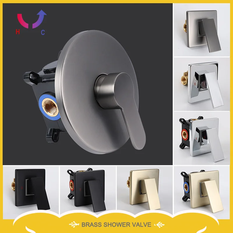 

Bathroom Wall Mounted Hot And Cold Water Mixing Valve Body Faucet Solid Brass Black Single Handle Concealed Shower Faucet Mixer