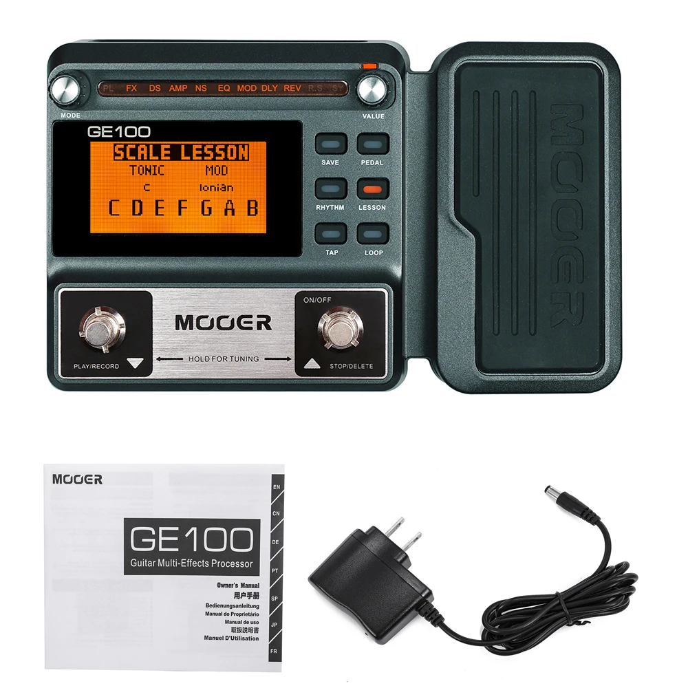 

MOOER GE100 Guitar Effect Pedal Multi-effects Processor Pedal With Loop Recording Max Time 180s 40 Drum Rhythms 8 Effect Modules