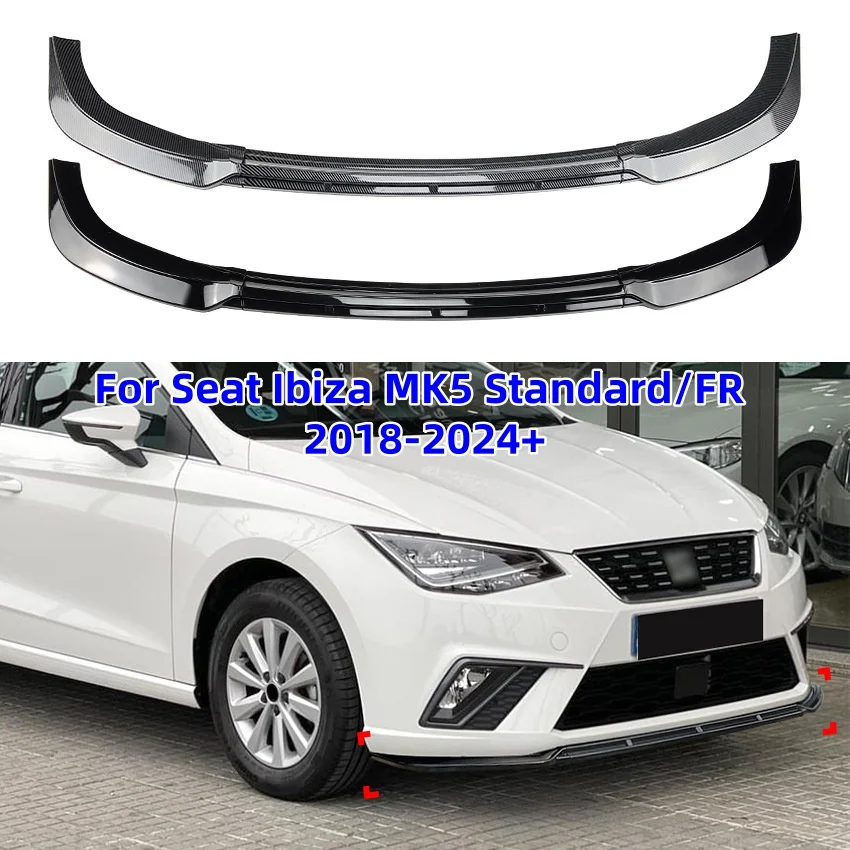 

Для Seat Ibiza MK5 Standard/FR 2018-2025+ Передний бампер, нижний диффузор, сплиттер, канард, спойлер, обвес, тюнинг, ABS, черный