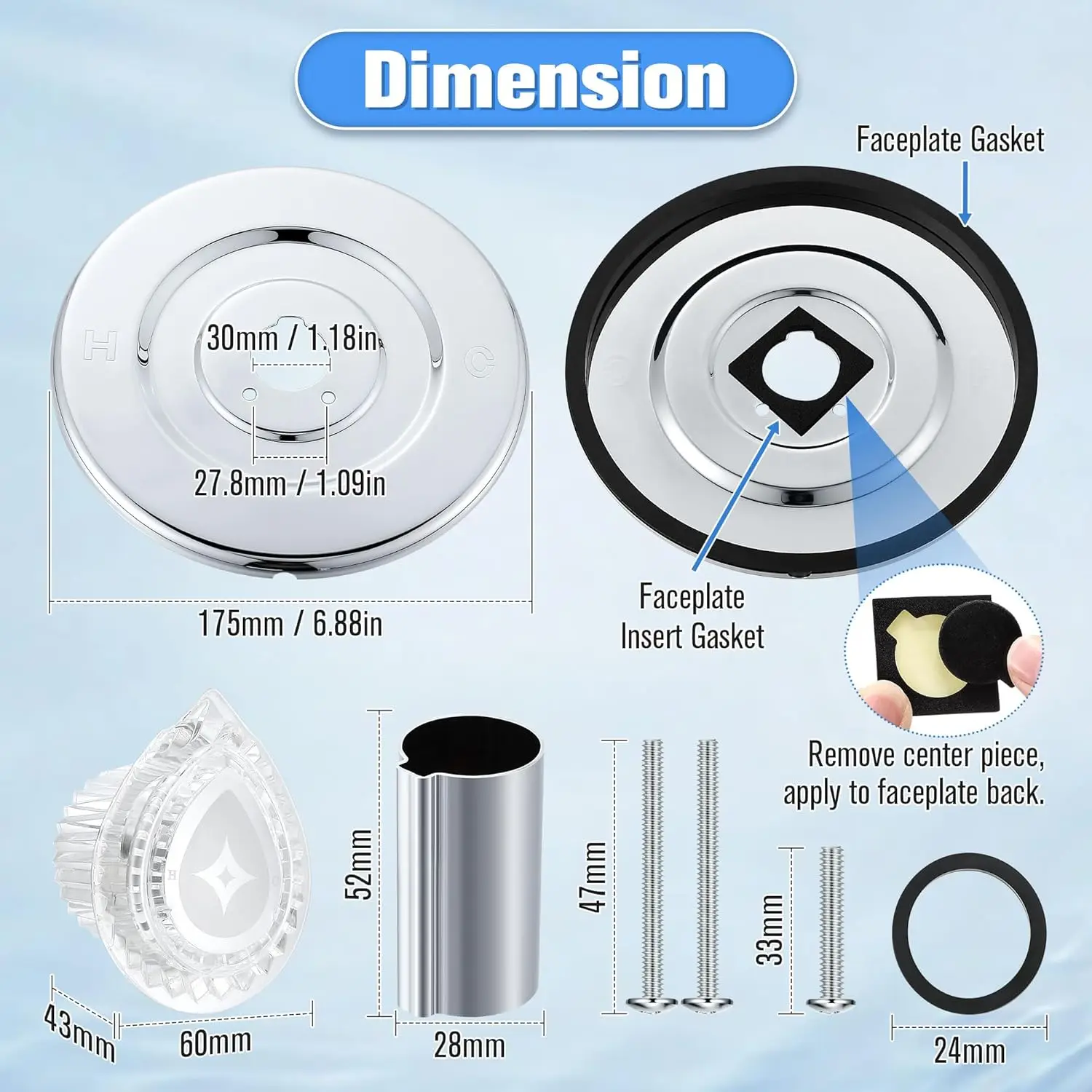 Tub & Shower Trim Kit, Chrome, Compatible with Moen Chateau T470, Single Handle, Valve Included
