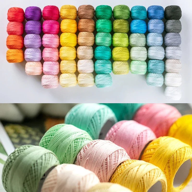 Size 10 Lace 110Meters Thread 10g/Ball Cotton Crochet Tatting Knitting Thread Solid Color Embroidery Floss Home Stitching Sewing
