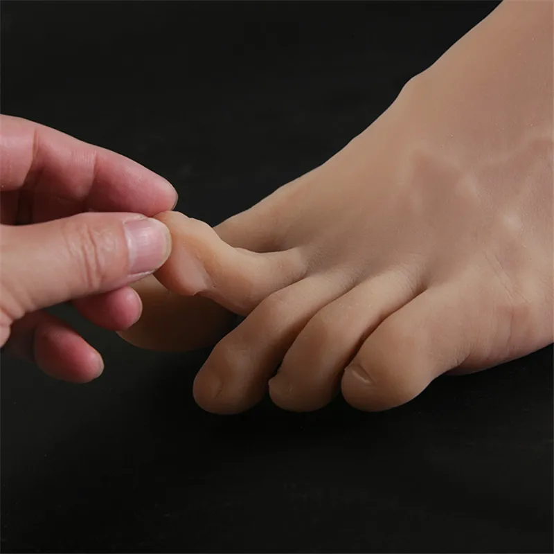 A TPE Real Male Foot Mannequin Foot Fetish Nail Practice DIY Photograph for Shoes Sock Display Men Fake Model