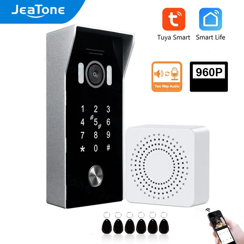 JeaTone Wireless Doorbell with Camera WiFi Outdoor 960P tuya Door Bell Night Vision Monitor Door Intercom In Private House