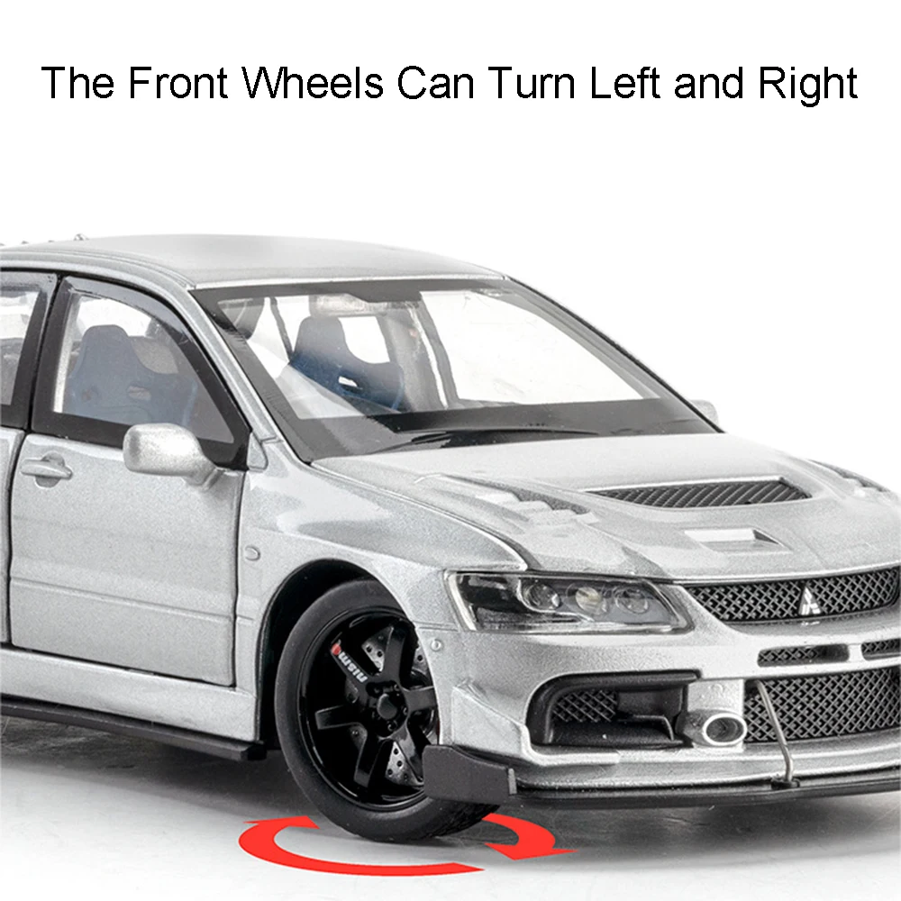 Modèle de jouet Mitsubishi Lancer Evolution IX, voitures de sport en alliage moulé sous pression, traction arrière, 6 portes ouvertes, lumière sonore, supercar, cadeaux pour enfants, 1:32