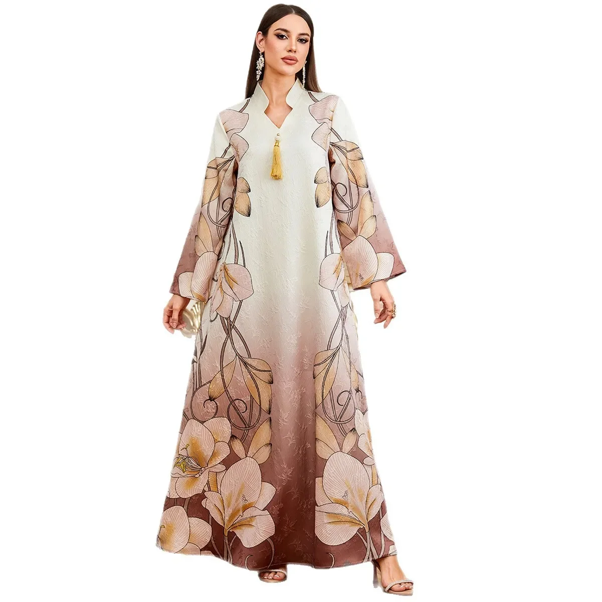 

Ид праздничное платье Абая женское с принтом Джалабия элегантное мусульманское платье Дубая Ларго Рамадан Марокко молитвенный кафтан халат Абая 2026