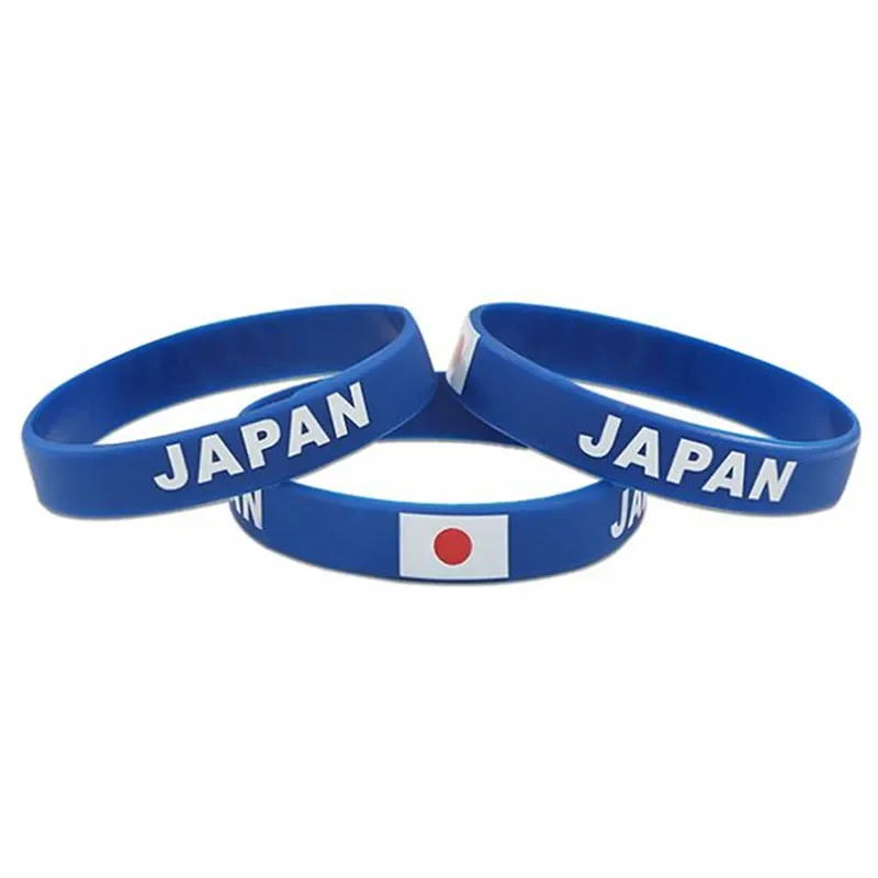 2pcs Japan Flag Silicone Bracelets Sports Japanese Wristbands National Flags Wrist Strap for Men Women Rubber Band Accessories