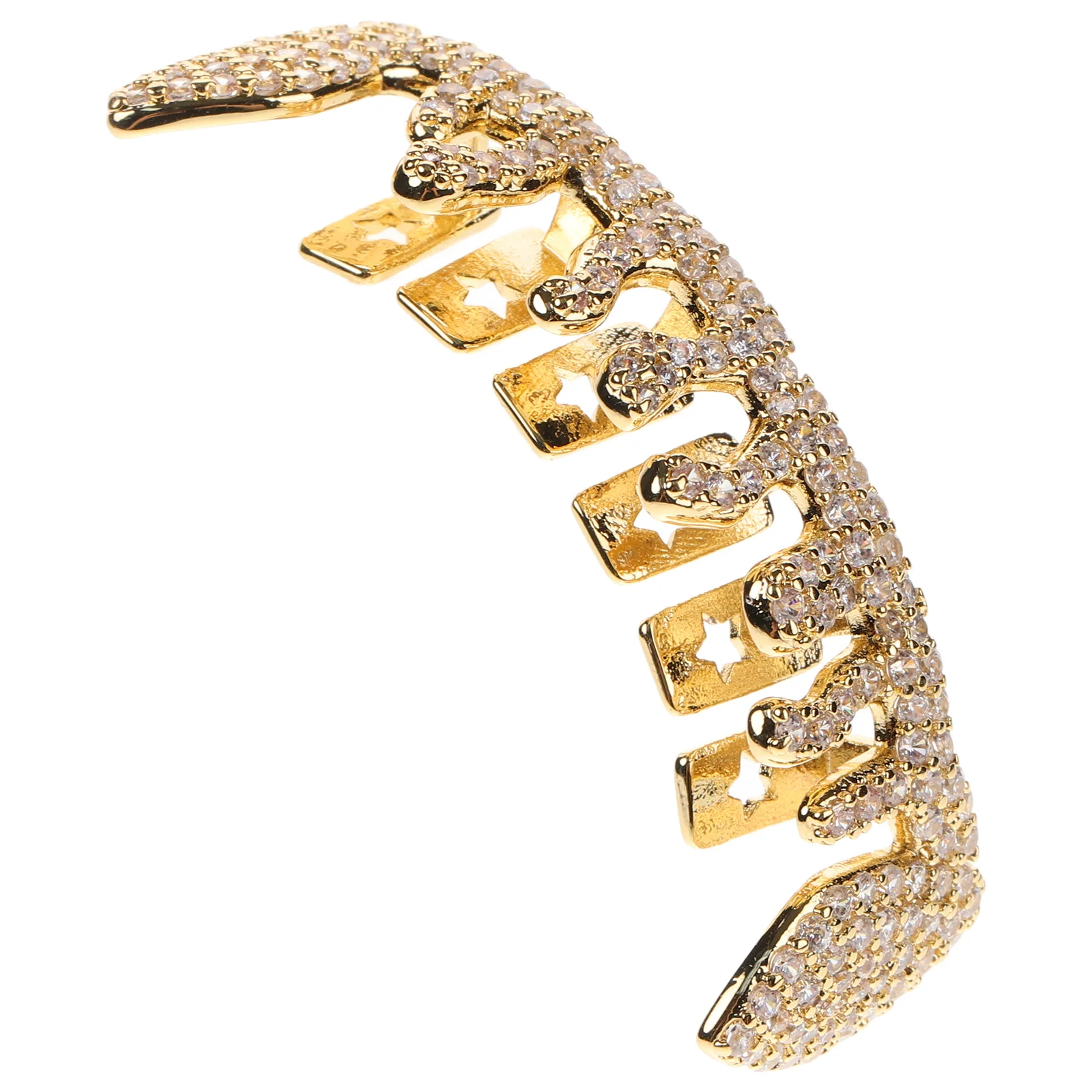 Waterdrop Irregular Clip on Golden Tooth Cap Mouth Grill Men Hip Hop Rhinestone Teeth Jewelry Rapper Costume Grills