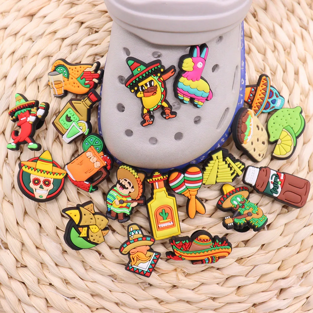 1Pcs PVC Mexican Style Lemon Chips Chili Shoe Charms Boys Girls Buckle Clog Decorations Fit Phone Case Birthday Gift