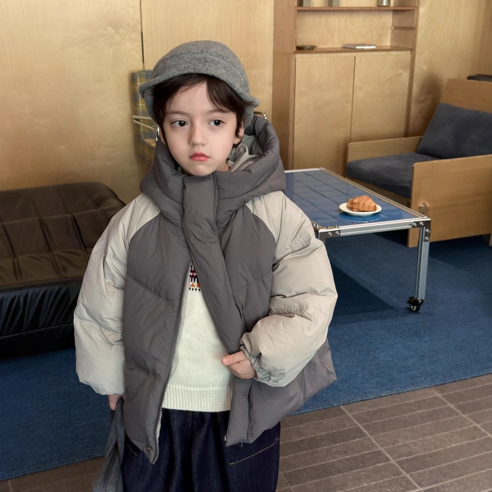 

Kids Clothes Down Jackets New Color-matched Lightweight Hooded White Down Jackets Baby Boys and Girls Warm Outwear