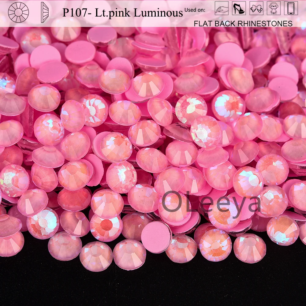 Oleeya P95-P119 Glas Strass Cтразы Farbige Nachtleuchtende Neon Non-Hotfix Strass Glitzerkristalle für Nagelkunst-Zubehör – Detail 6