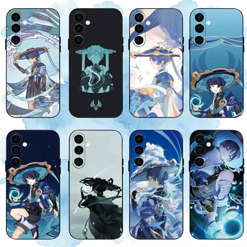 Genshin impact W-Wanderer Phone Case For Samsung Galaxy A73,A72,A71,A70,A53,A52,A51,Soft Silicone Black Cover