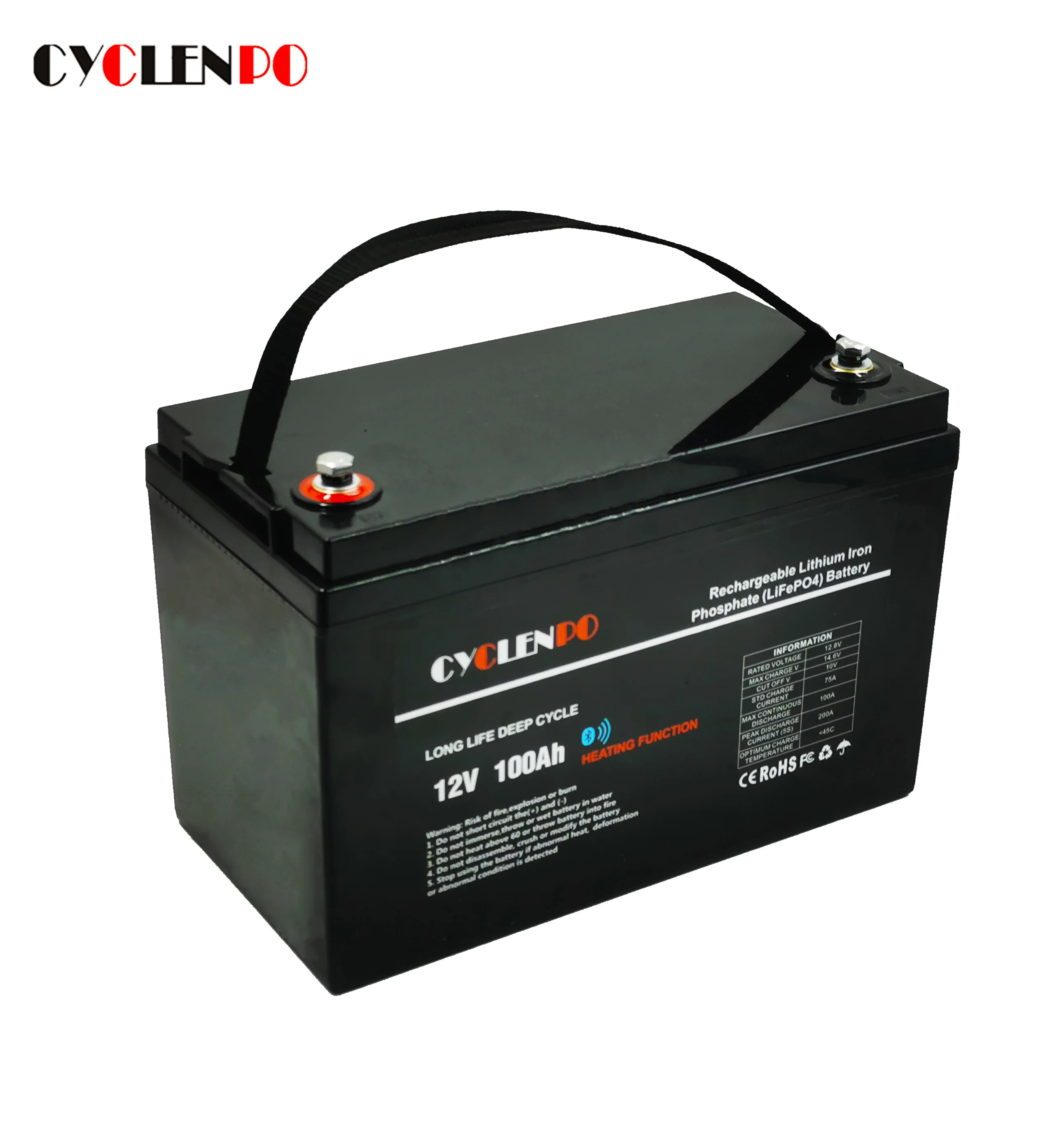 

High quality RV marine solar system truck bt battery lifepo4 12v 100ah