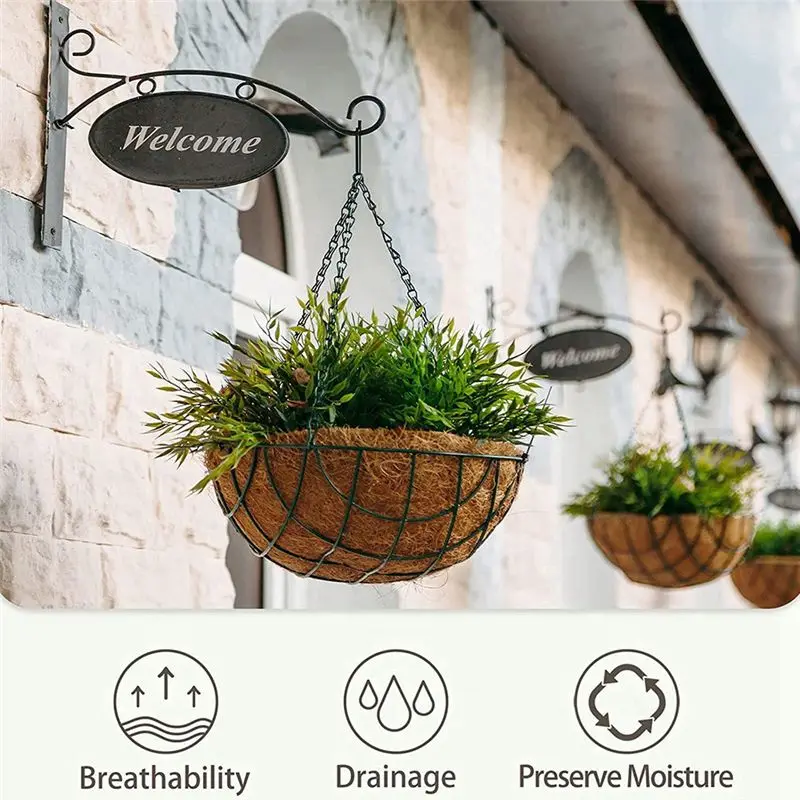 A72P 4 Pcs Coconut Hanging Basket Liners 10 Inch, Sturdy Round Liners for PlantersPerfect Replacement , 100% Natural