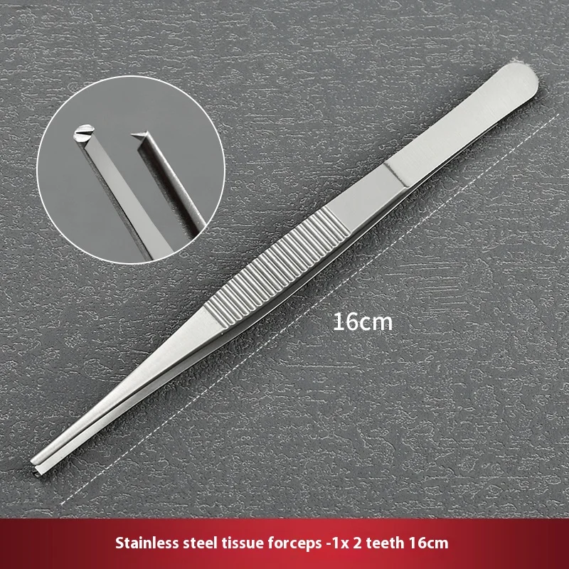 1pcs Medical tissue tweezers stainless steel toothed tweezers