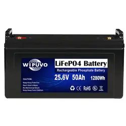 Portable LiFePO4 24V 50Ah 1280Wh With BMS 25.6V LiFePO4 Battery Pack Lithium Battery