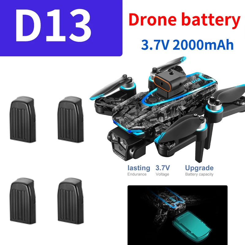 Batería de repuesto para drones D13, 3,7 v, 2000 mAh, para piezas de accesorios para drones D13