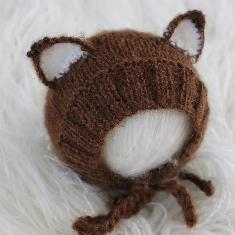 Newborn Baby Fox Bonnet Fox Baby Bonnet Newborn Fox Hat Newborn Knitted Ptoto Prop