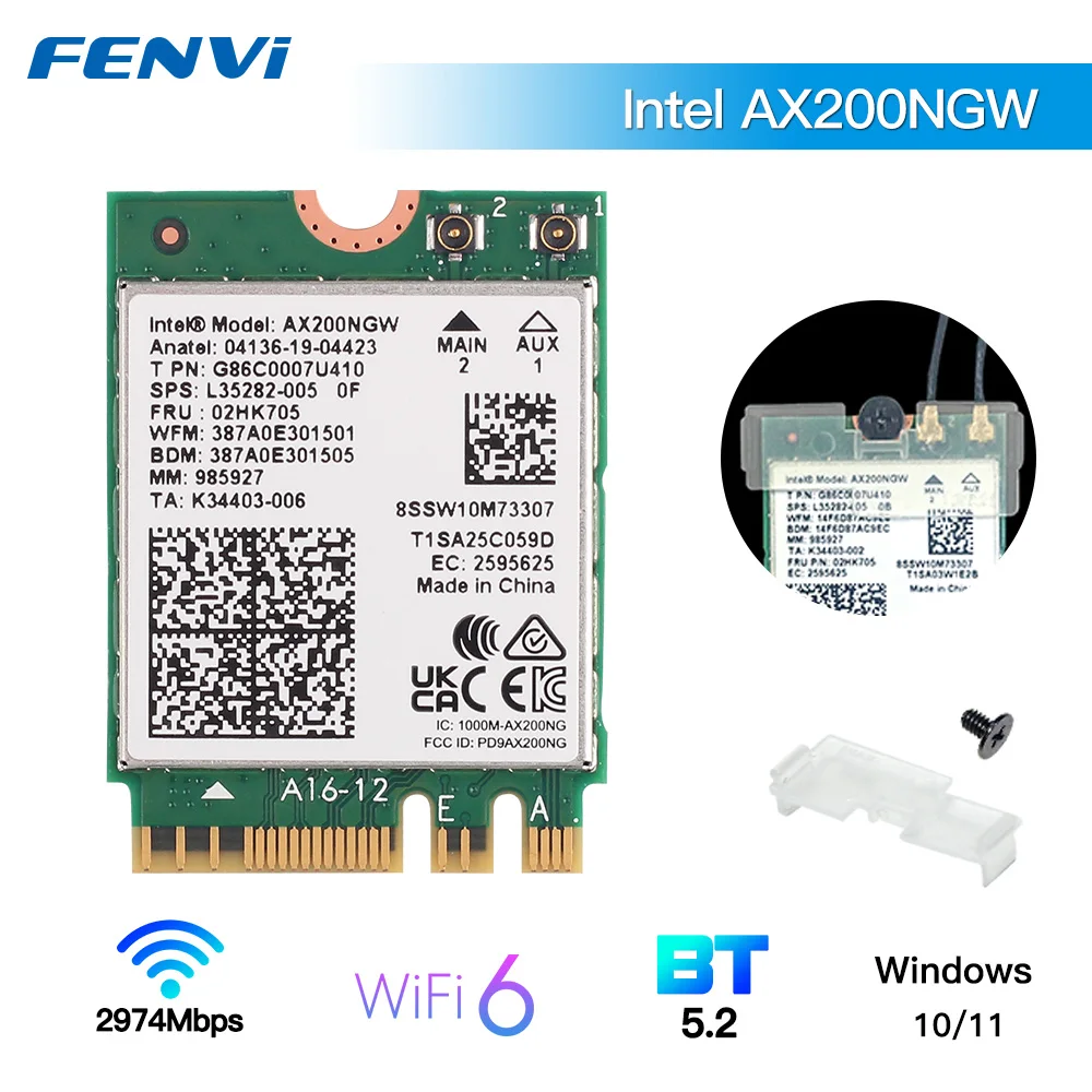 Dual Band WiFi 6 Intel AX200 2974Mbps Bluetooth 5.2 WiFi 6E AX210 Wireless M.2 802.11ax MU-MIMO NGFF Laptop Wlan WiFi Card Win10