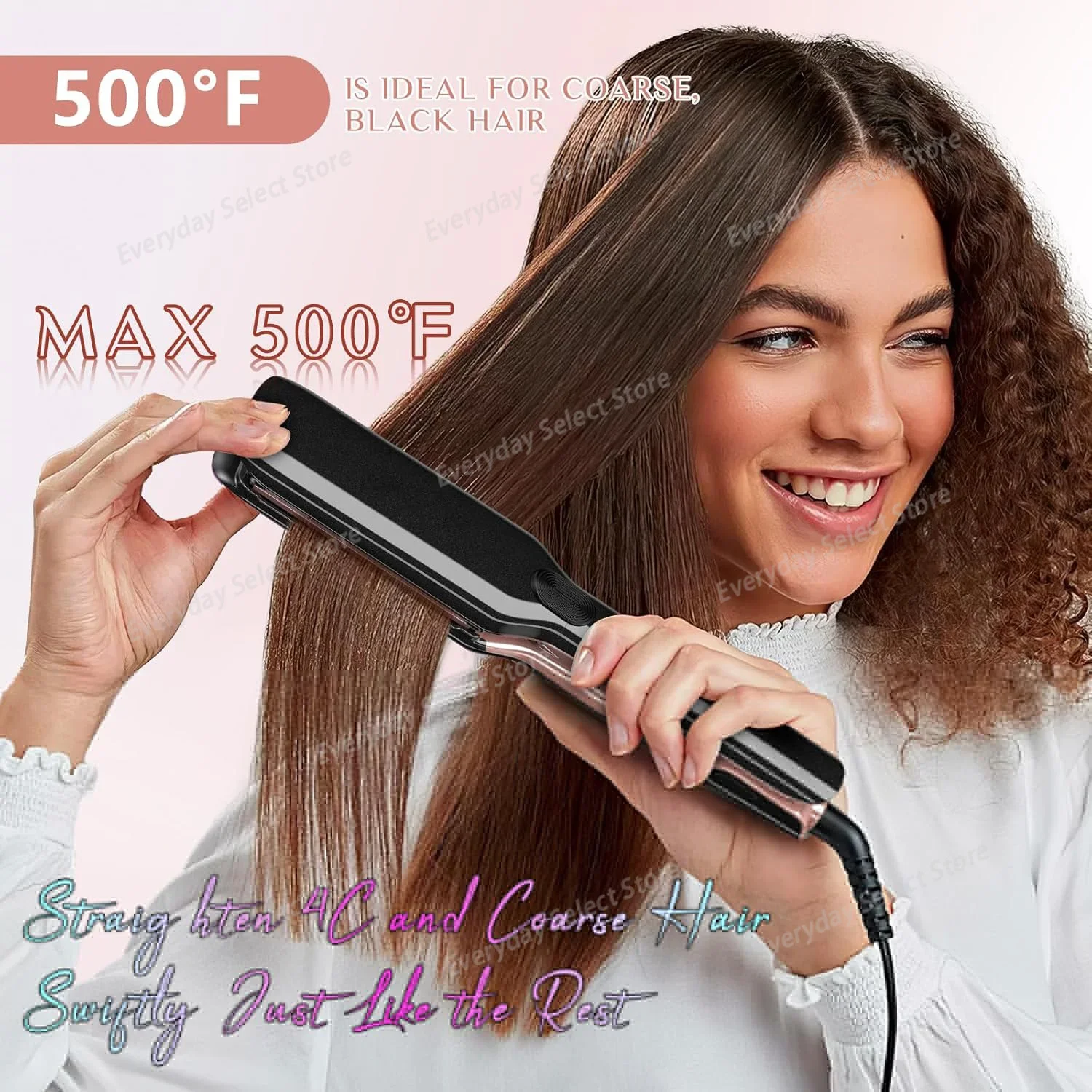 Vibration 2‑in‑1 Electric Hair Flat Iron, Negative Ion High Temperature Hair Straightener Curler Household Hair Styling Tool