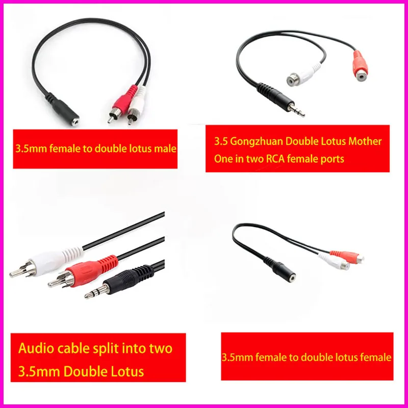 30/40CM 1 buah 3.5mm Female ke Double Lotus Male/Female 2RCA ponsel kotak suara komputer jalur transmisi kepala Amplifier