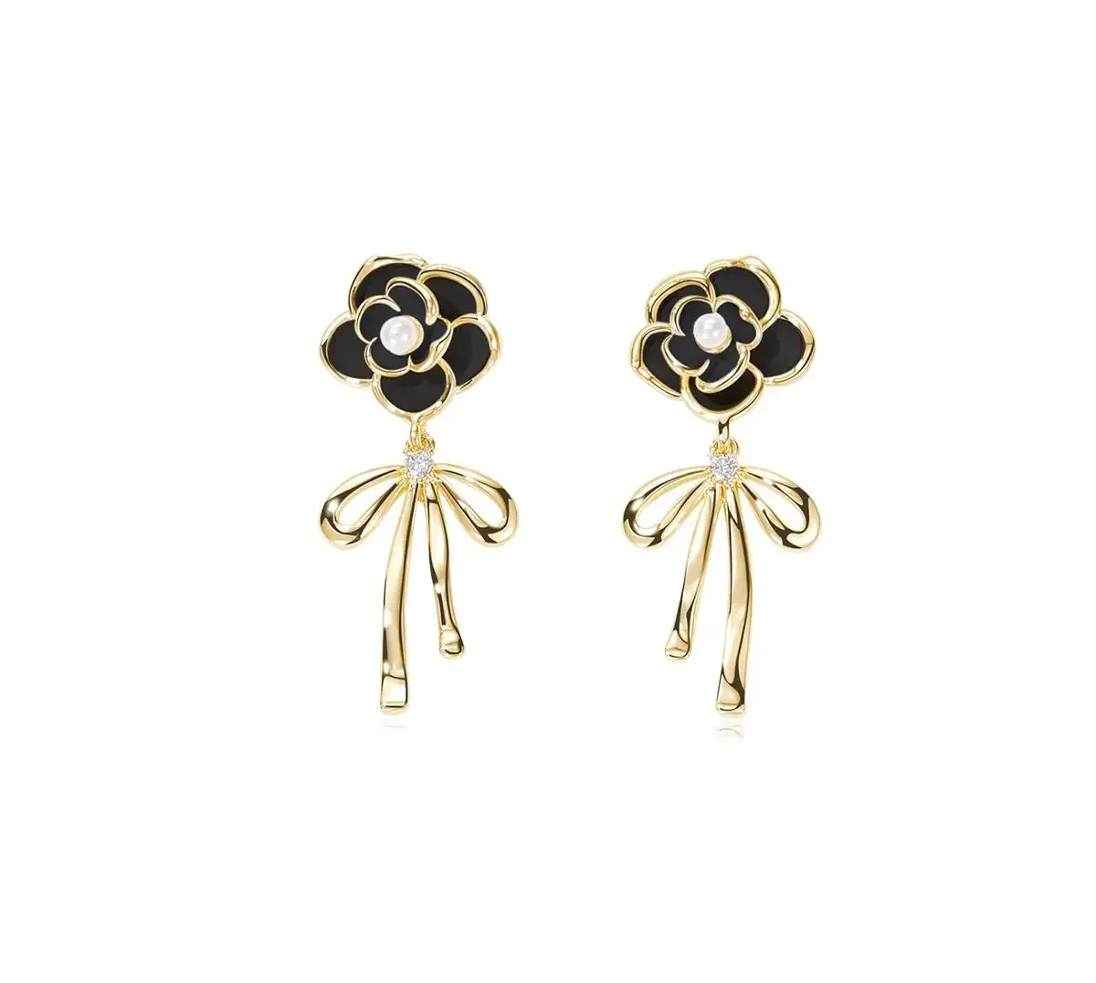 

Camellia Bow Earrings For Women 2024 New Flower Eardrop Jewelry Gifts For Teen Girls French Style Small Dangler