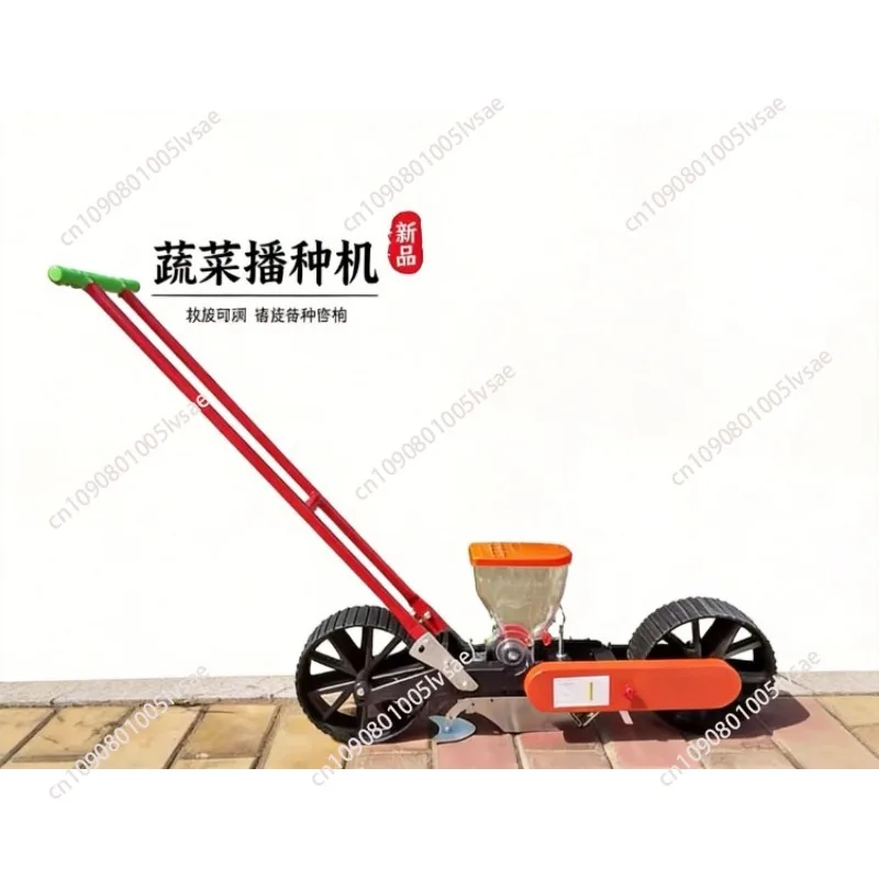 Mini  Farm Single Row Double Wheel Hand Push Vegetable Maize Soybean Planter  Cabbage Radish Coriander Planter Precision Seeder