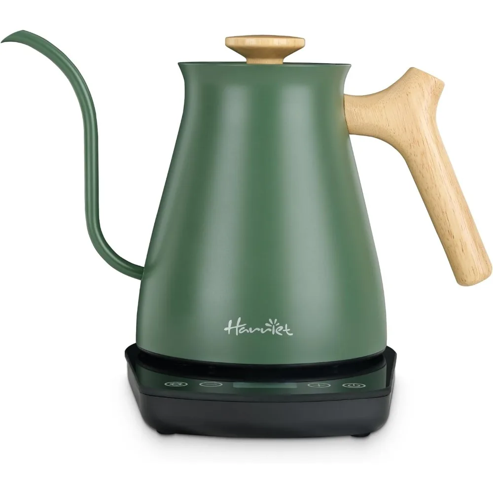 

Harriet Gooseneck Electric Kettle: 1200W Rapid Heating, 0.8L Stainless Steel, Accurate Temperature Control and Timer, Wooden Han