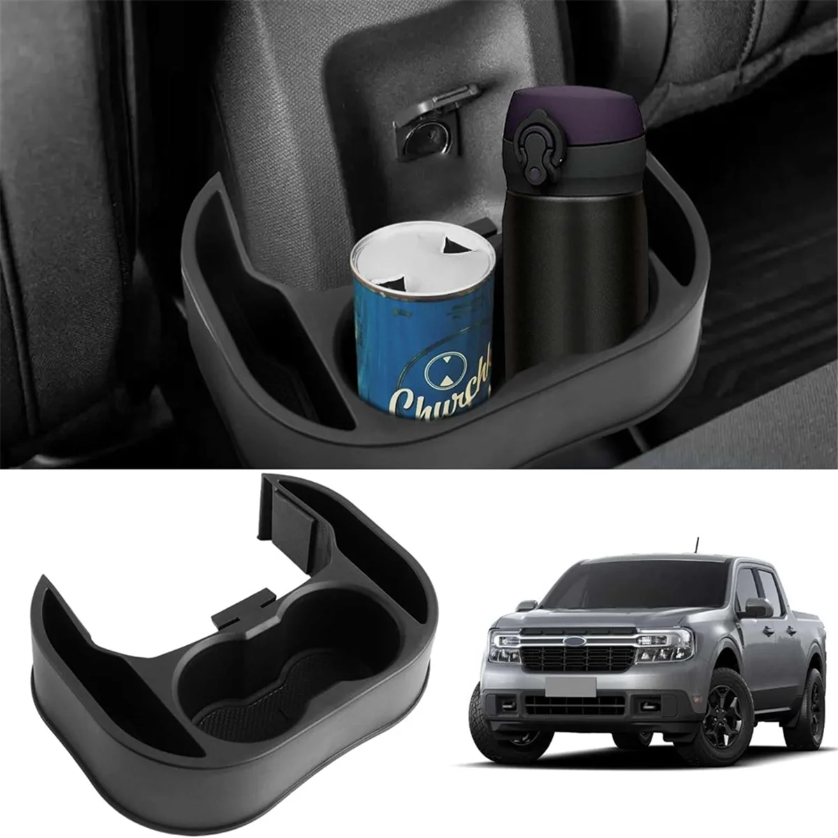 Car Rear Cup Holder Expander Organizer Tray for Ford Maverick 2022-2024 Cup Holder Insert Accessories