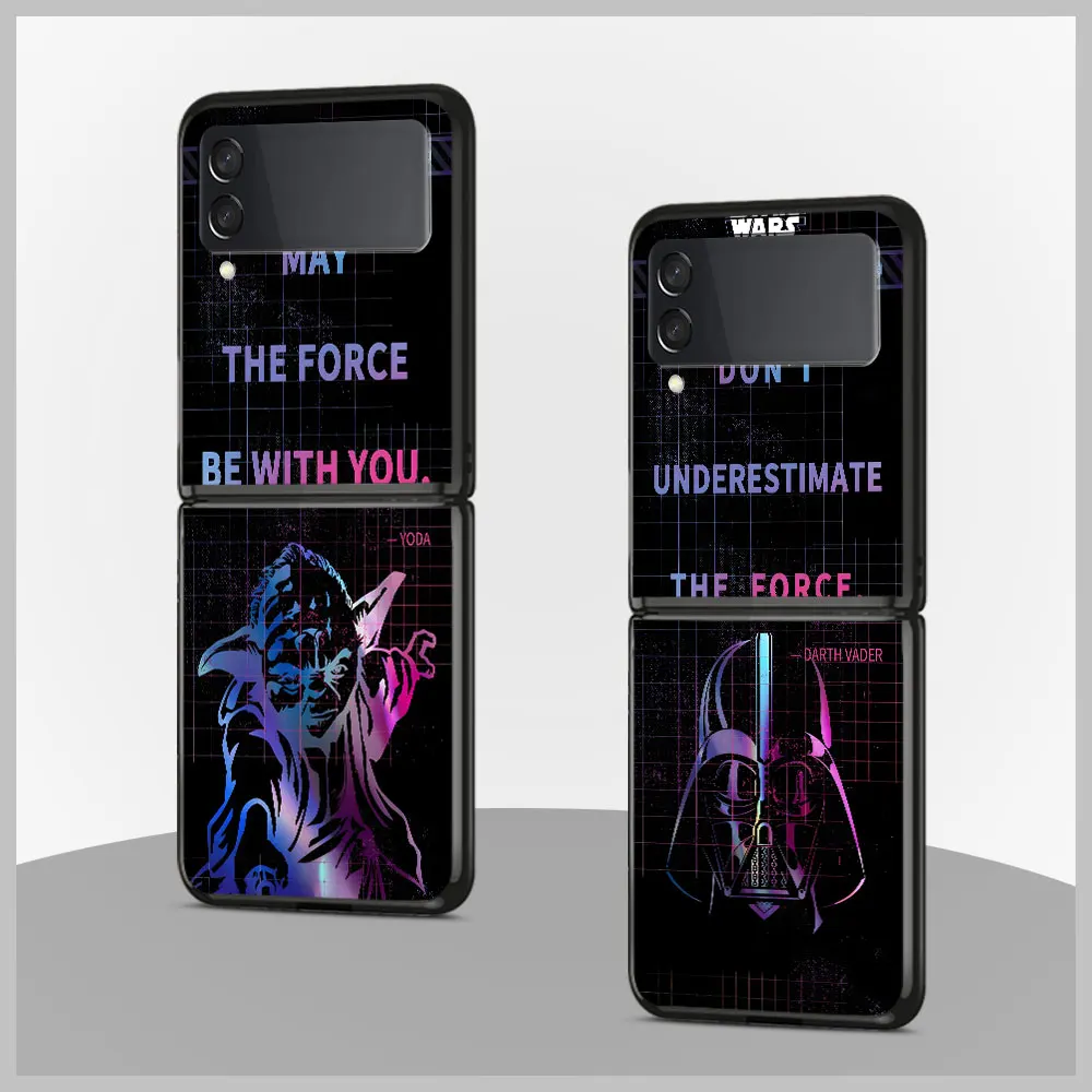 Yoda Darth Vader Obi-Wan Kenobi Case for Samsung Galaxy Z Flip 4 3 5G Hard Black Cell Phone Cover Zflip4 Zflip3 PC Cases Flip4