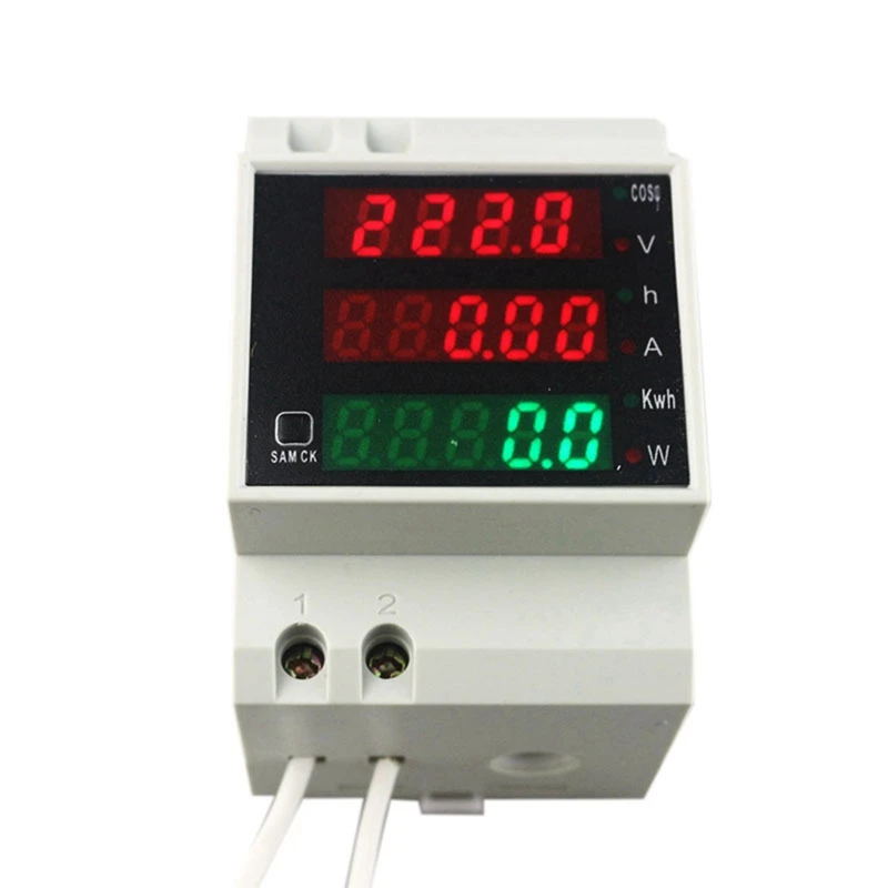 LICG D52-2058 Wattmeter Din Rail Volt Current Meter Power Factor Digital Meter AC80-300V Multi-Function Kwh Hz Meter 0-100A