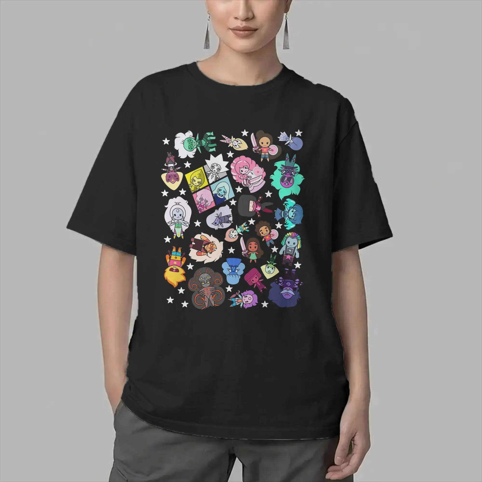 Cartoon Stevens Universes T Shirts Men's  Pure Cotton Casual T-Shirt Crew Neck  Tee Shirt Short Sleeve Clothes Birthday Present